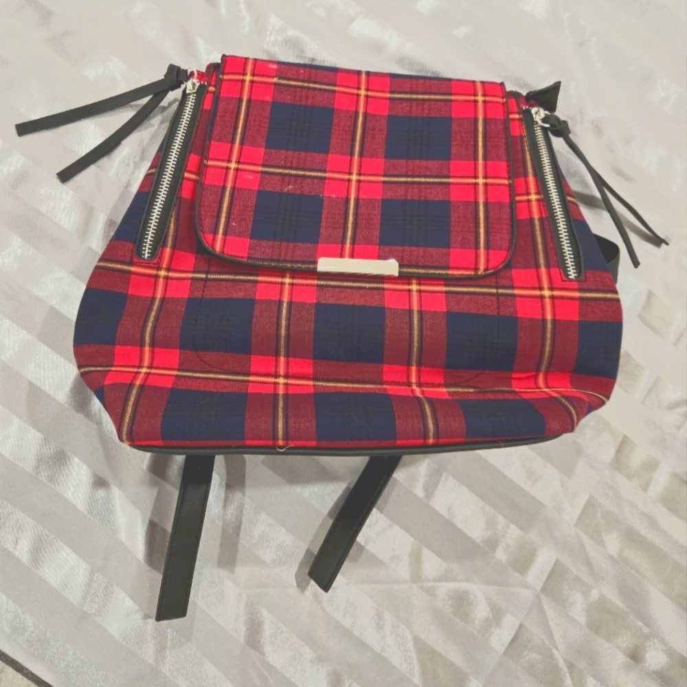 3/20$ - Plaid Red and Navy Mini Women's Backpack